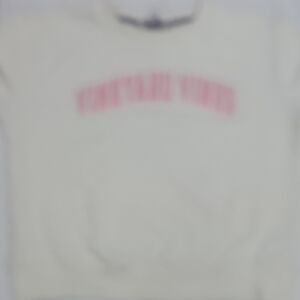 Vineyard Vines Cream Sweater with Pink Lettering